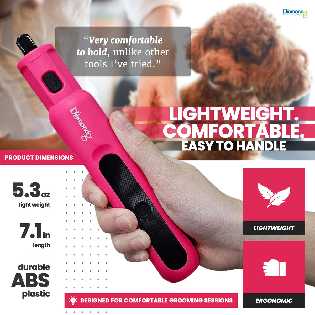 Pink Dog Nail Grinder with LED Light C833180