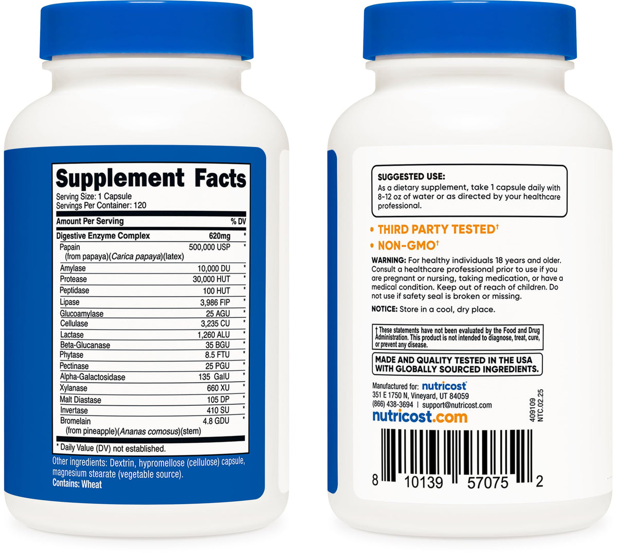 Digestive Enzymes 620mg 120 Capsules C7900