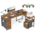55 Inch L Shaped Office Desk with 6 Drawers J298