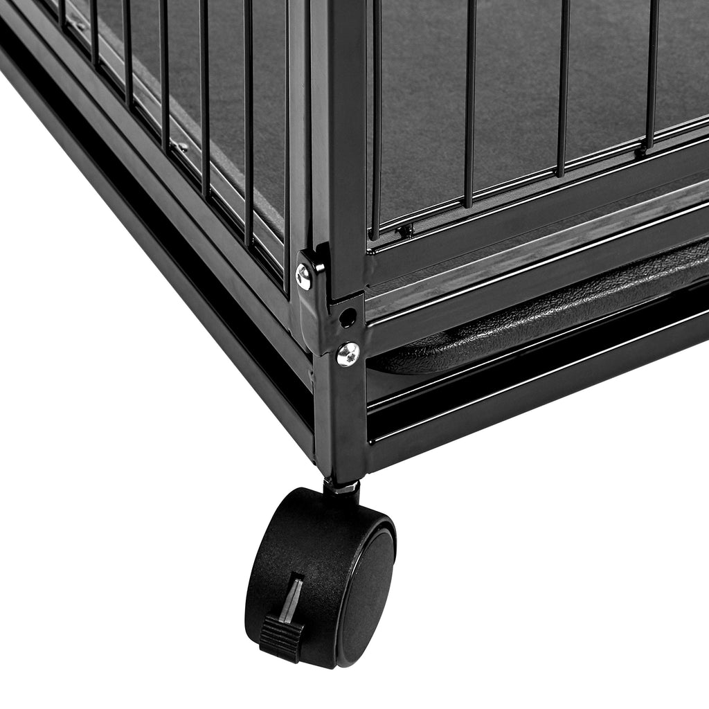 Portable Heavy Duty Stackable Dog Kennel with Tray, Black O39499