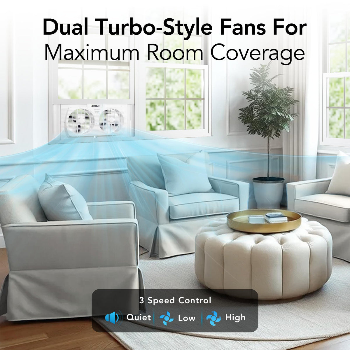 Reversible Twin Window Fan with 3-Speeds V1329