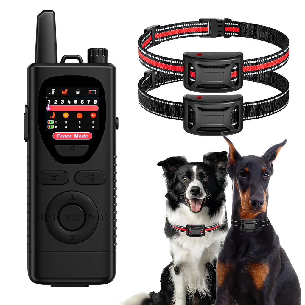 Wireless Dog Fence System 2-in-1 Pet Containment Training Collar IPX6 Waterproof Rechargeable Black Red D627