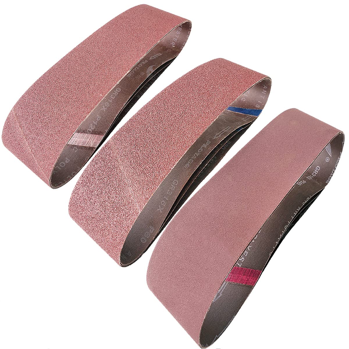 9 PCS 4" x 36" Aluminum Oxide Sander Belts 40 80 120 Grit C159076