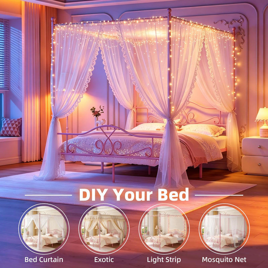 Full Size Canopy Bed Frame with 4 Posters C98539