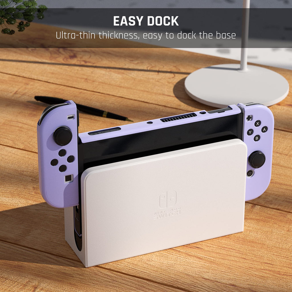 Purple Case for Nintendo Switch OLED Model with Screen Protector and 4 Thumb Grip Caps I10392