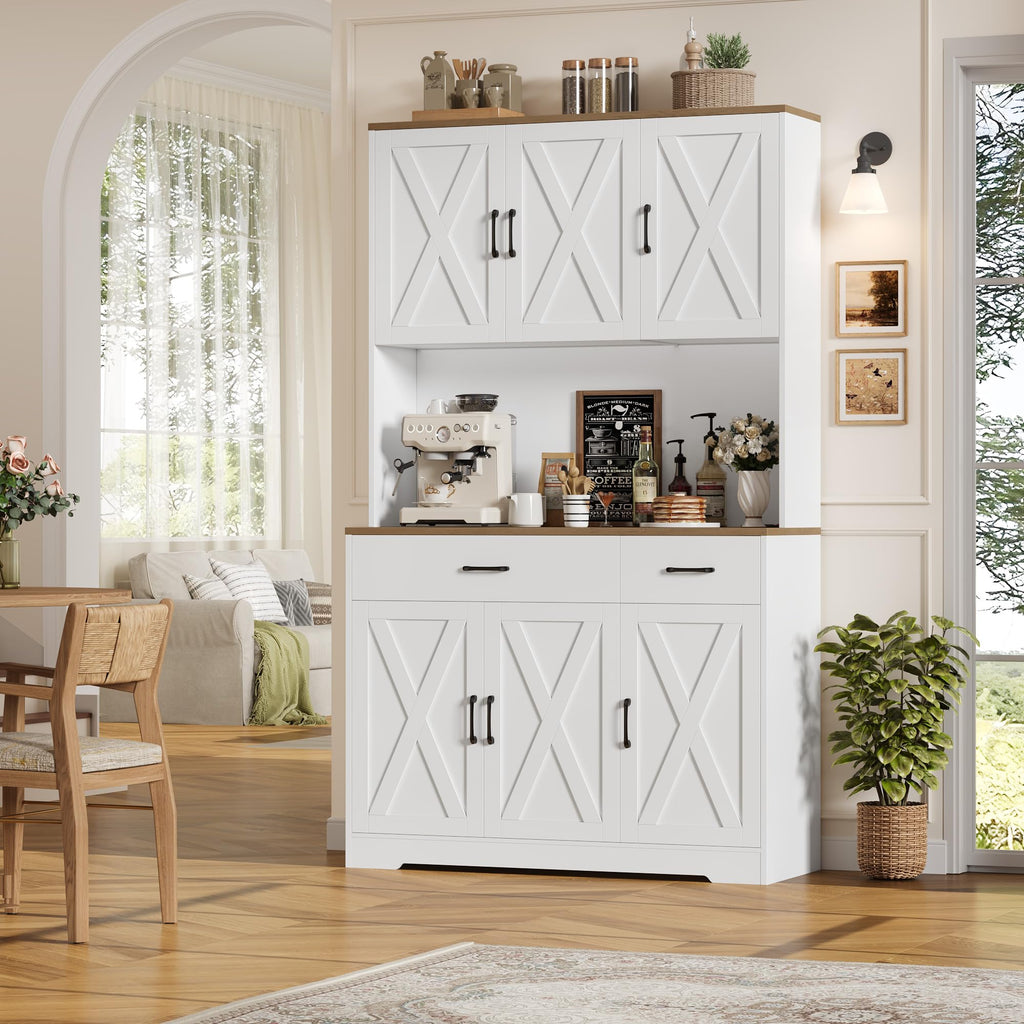 White Kitchen Pantry Storage Cabinet D7319