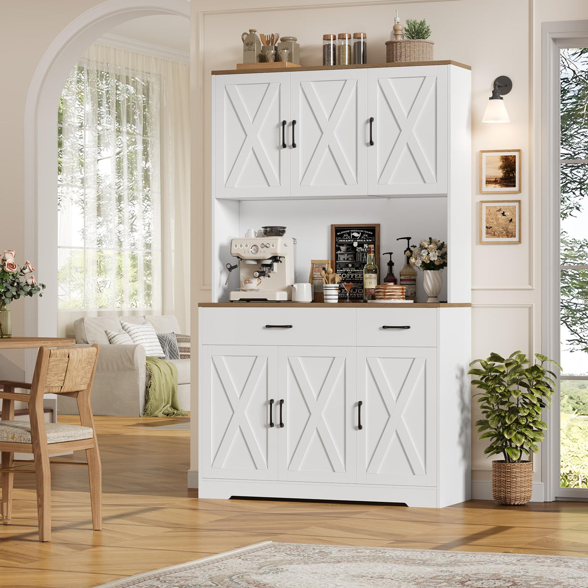 White Kitchen Pantry Storage Cabinet D7319