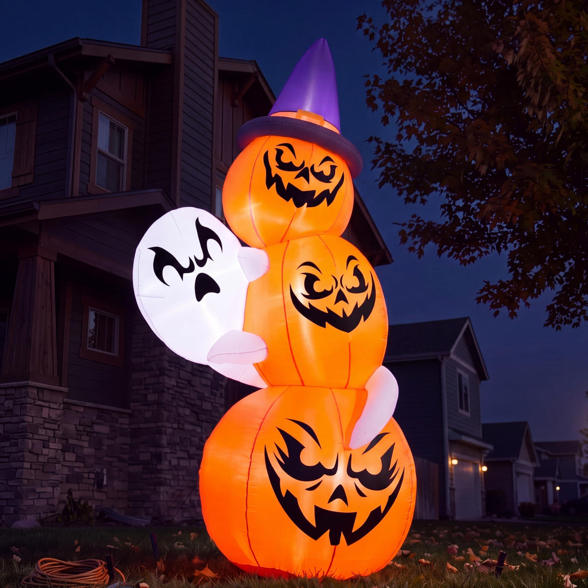 6 FT Halloween Inflatable Ghost and Pumpkins C3356