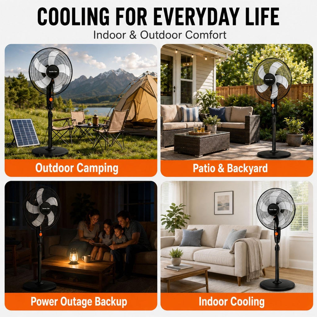 16 Inch Rechargeable Pedestal Fan with Solar Panel U324694