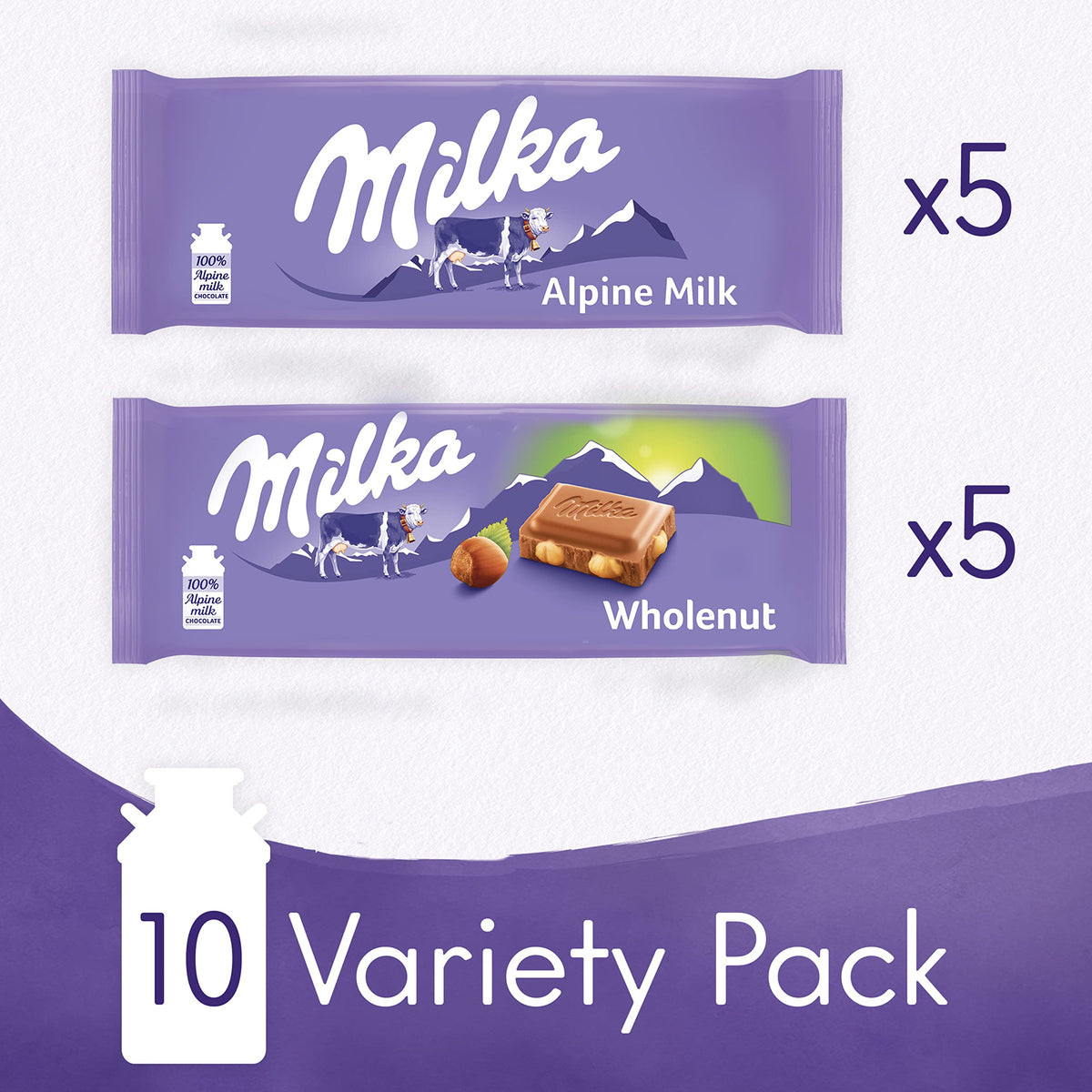 Chocolate Bars Variety Pack, Alpine Milk & Hazelnut, 10 - 3.52 oz Bars V525390