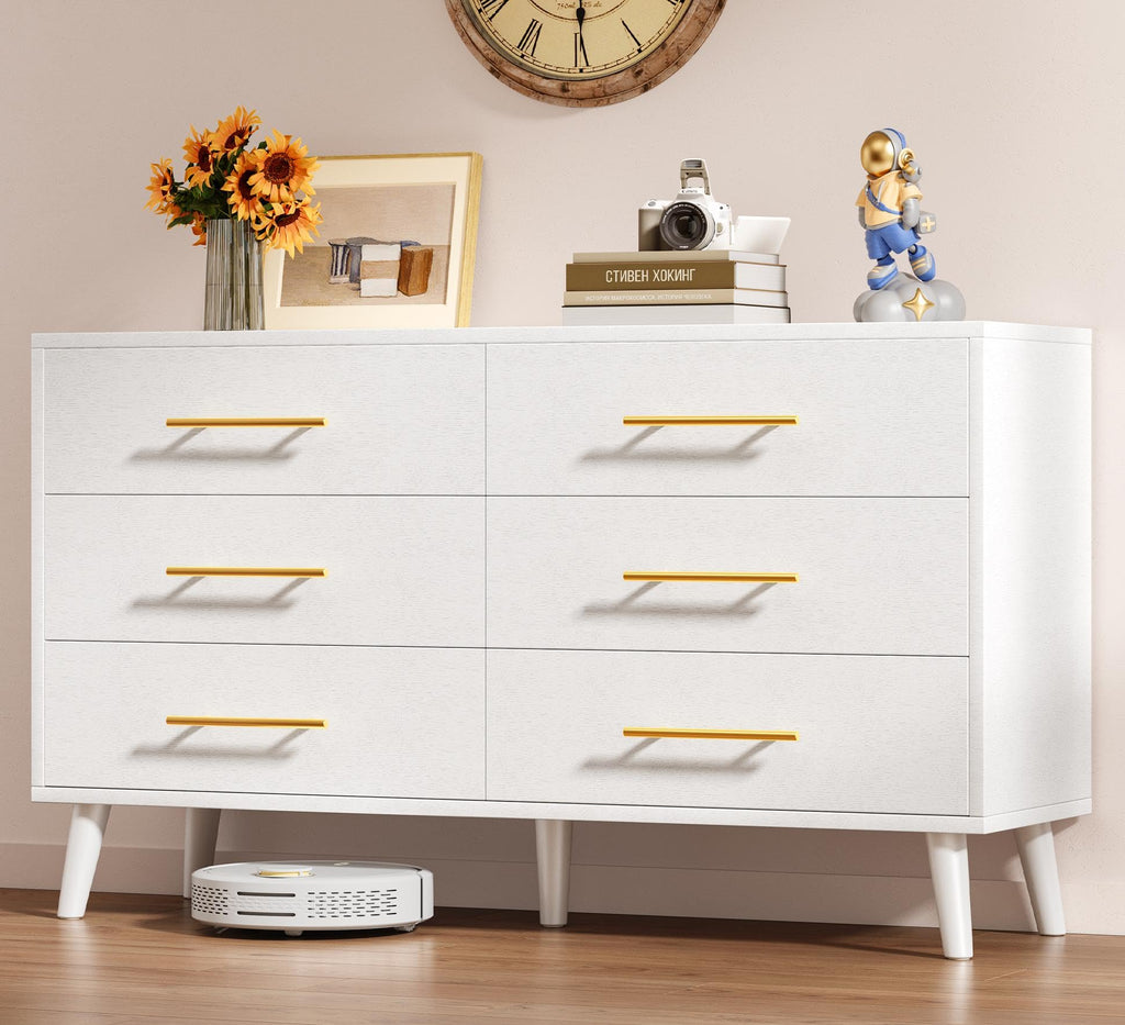 White 6 Drawer Wood Dresser Y89878