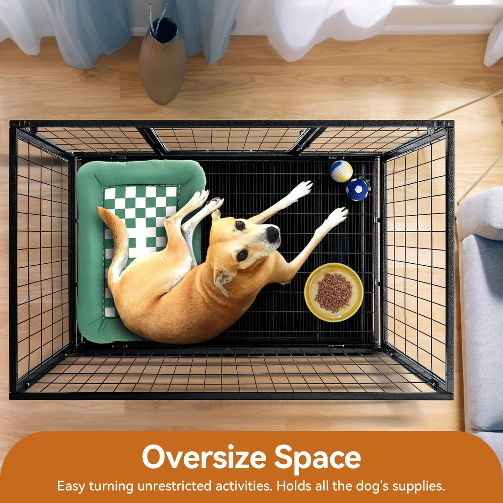 48 inch Wire Dog Crate with Lockable Wheels and Removable Tray A993
