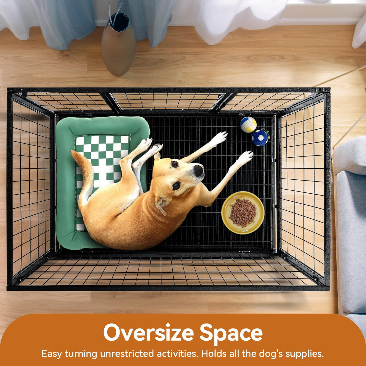 48 inch Wire Dog Crate with Lockable Wheels and Removable Tray A993
