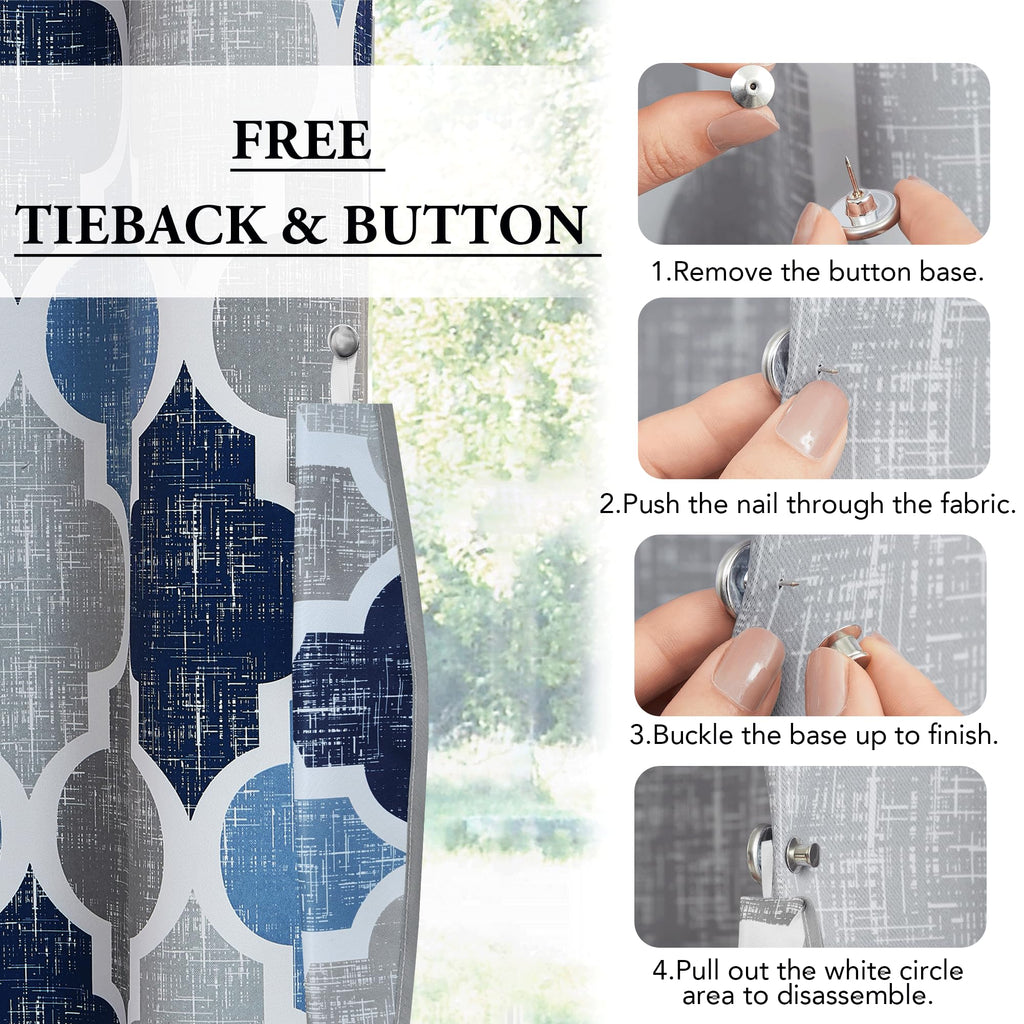 Blue Grey 100x84 Blackout Curtains N84470