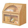 Extra Large Bamboo Wood Double Layer Bread Box Q543593