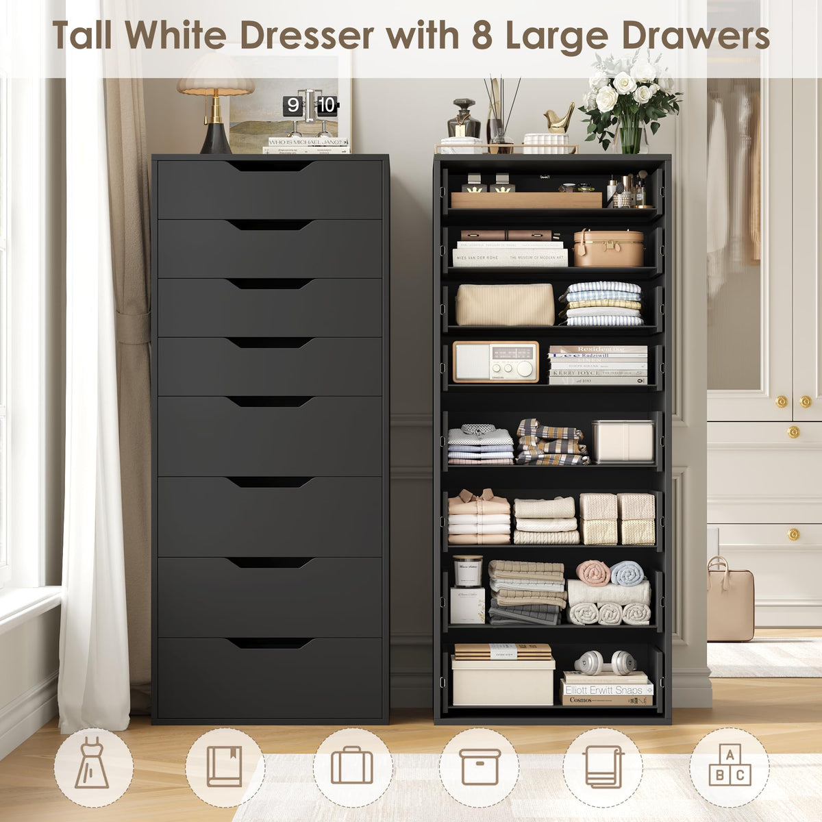 Black 8 Drawer Dresser G9725
