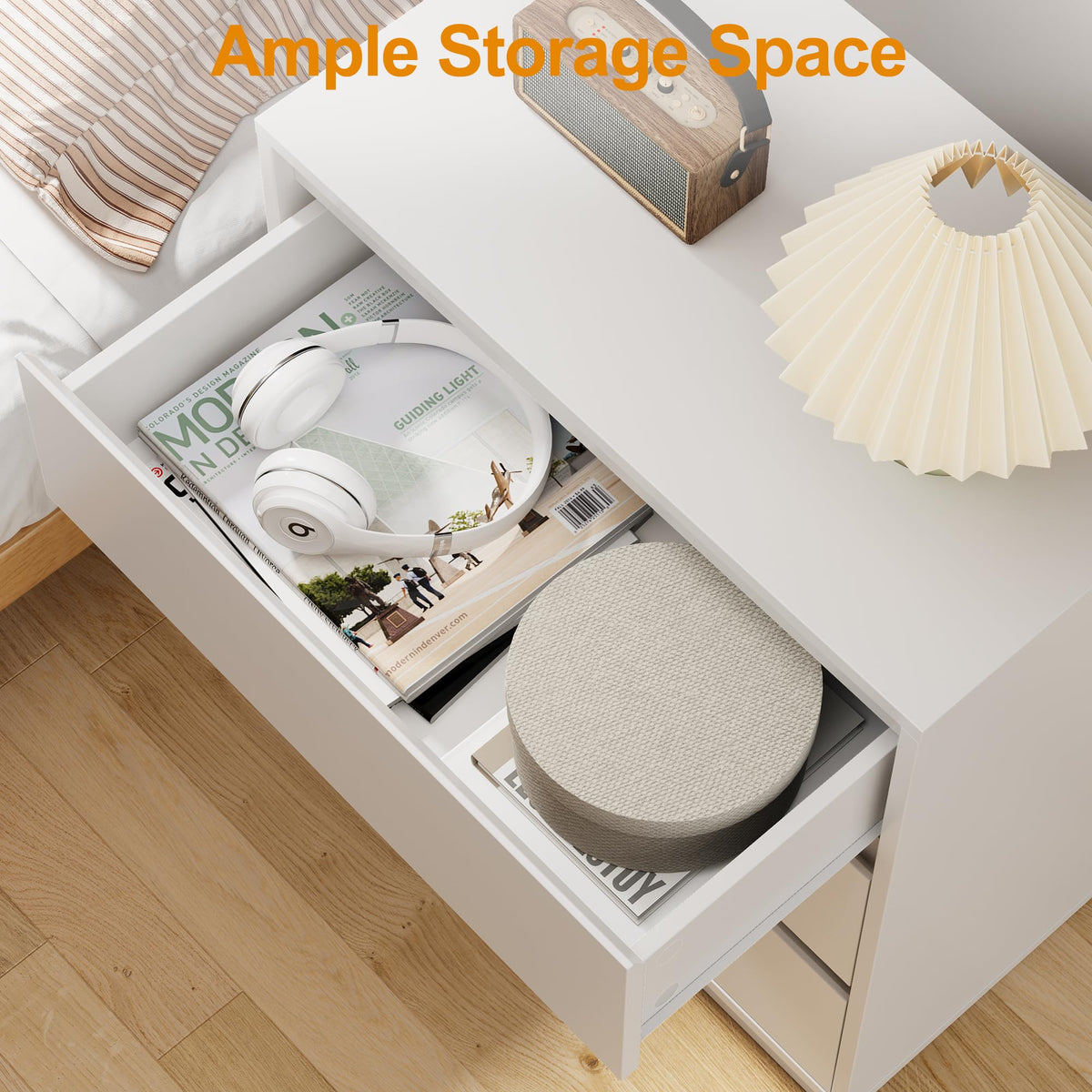 White 3 Drawer Nightstand S44069