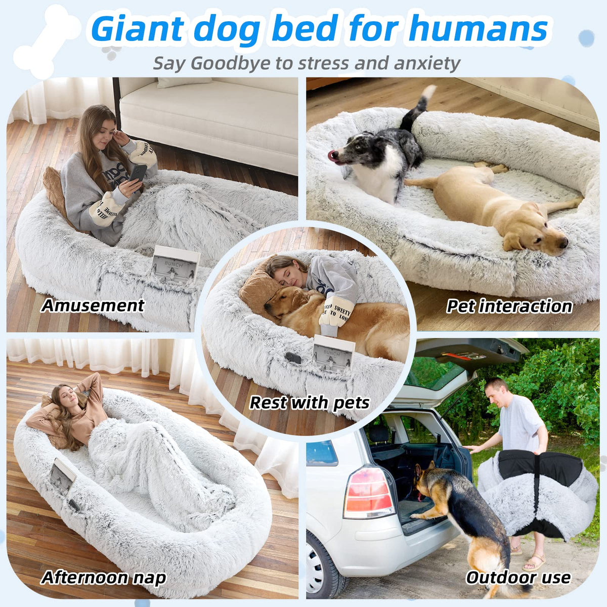Grey Human Dog Bed Z8351
