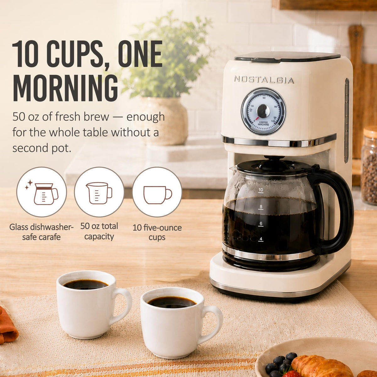 Cream 10 Cup Coffee Maker D88031