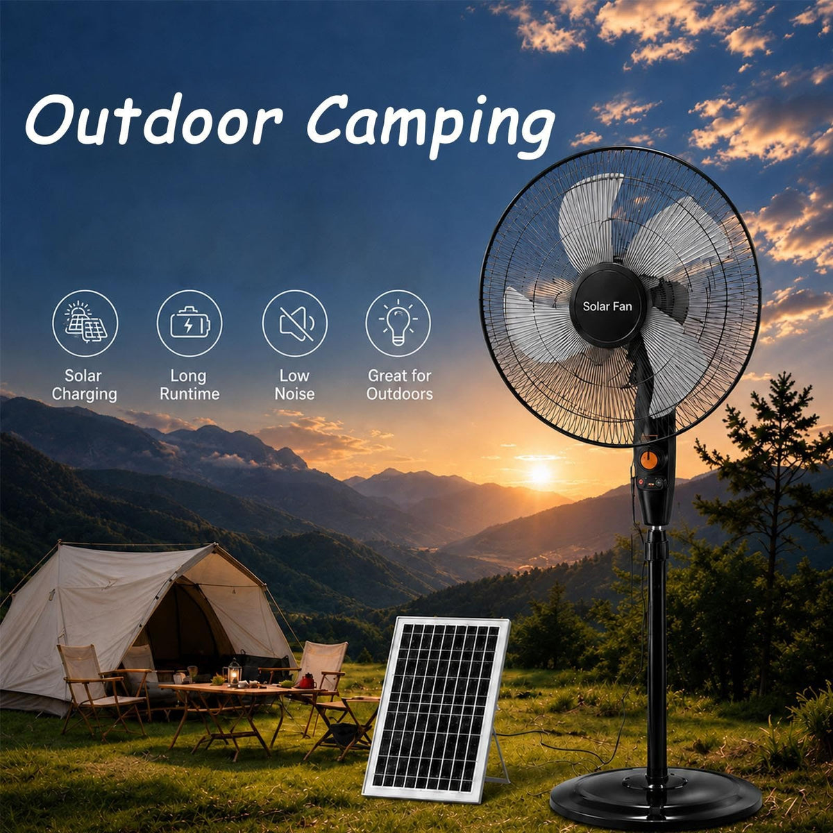 16 Inch Rechargeable Pedestal Fan with Solar Panel U324694