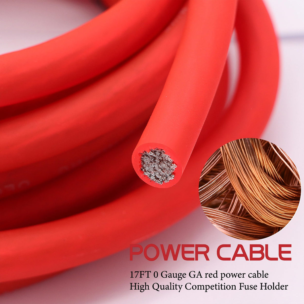 0 Gauge 3000W Amp Wiring Kit with 17FT CCA Power Cable E572226