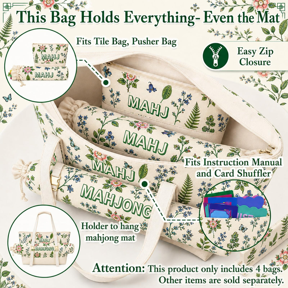Mahjong Tile Bag Set E4234