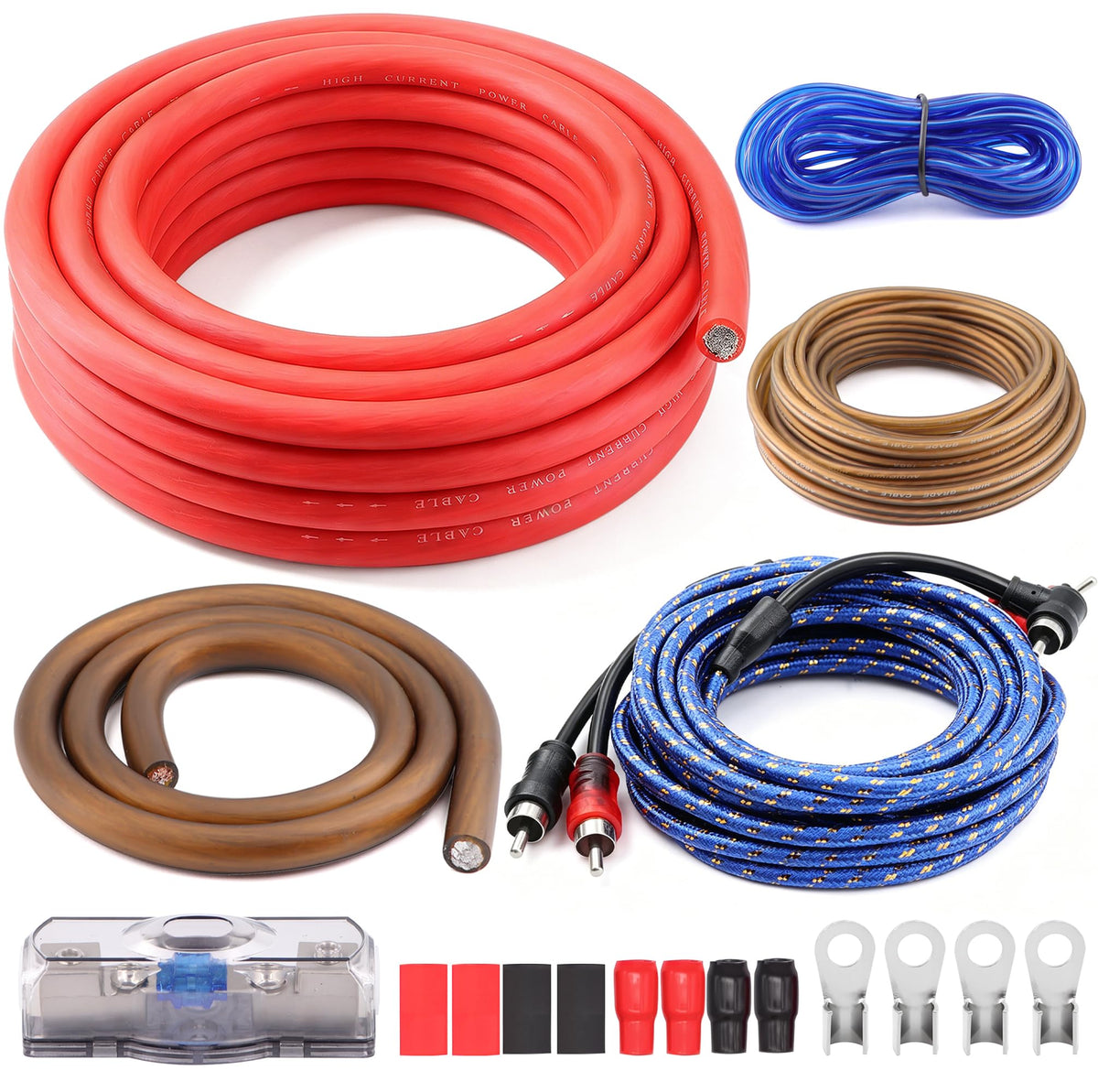 0 Gauge 3000W Amp Wiring Kit with 17FT CCA Power Cable E572226