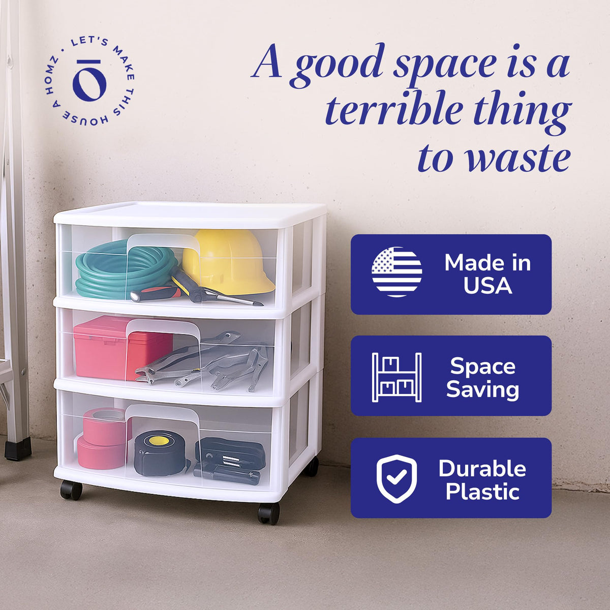 3-Tier Storage Cart with Removable Wheels T748