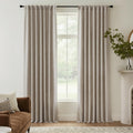 Natural Beige 100% Blackout Linen Curtains 96 Inch C90218