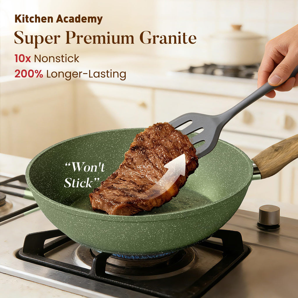 Non Stick Sage Green Cookware Set V741258