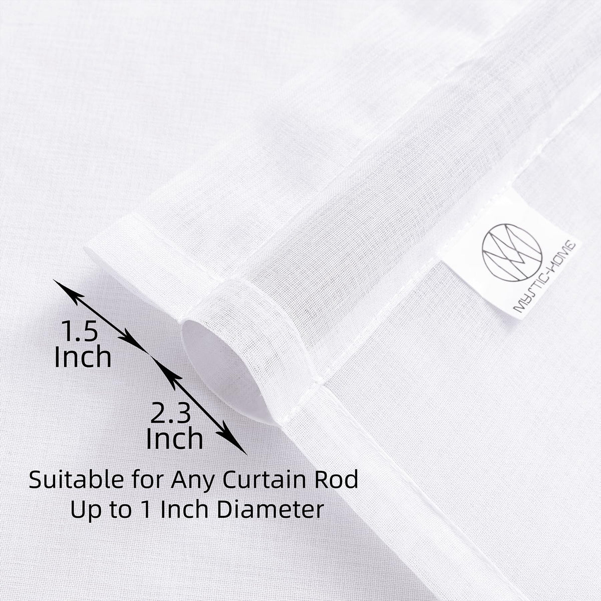 White 95 Inches Long Rod Pocket Sheer Curtains Set of 2 N13897