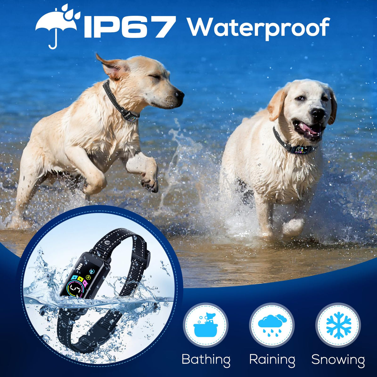 2 Pack Adjustable Bark Collar with Beep Vibration Shock O544442