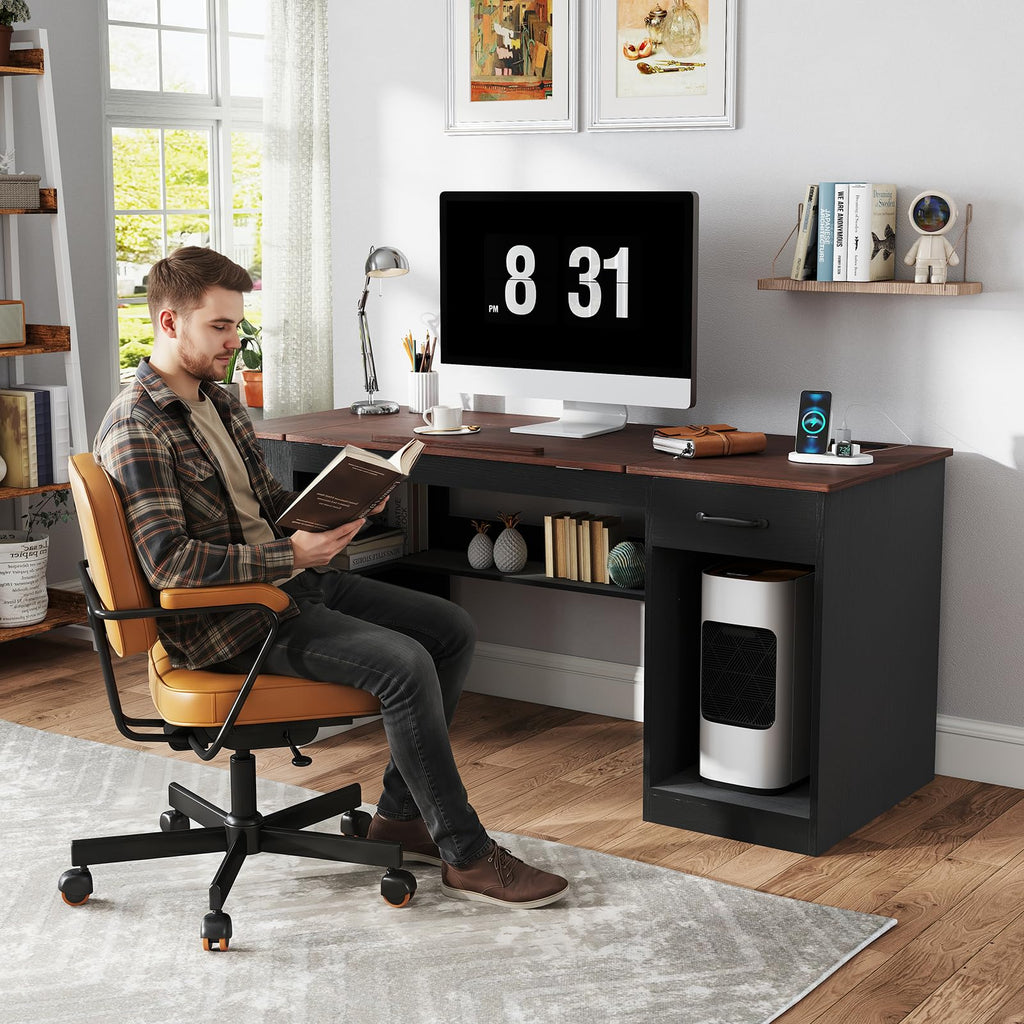 55.1" Black Drafting Table K808