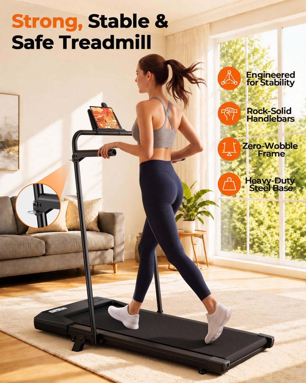 Walking Pad with 6% Incline, 3 in 1 Portable Treadmill, 2.5 HP, 300 Lbs Capacity X557907