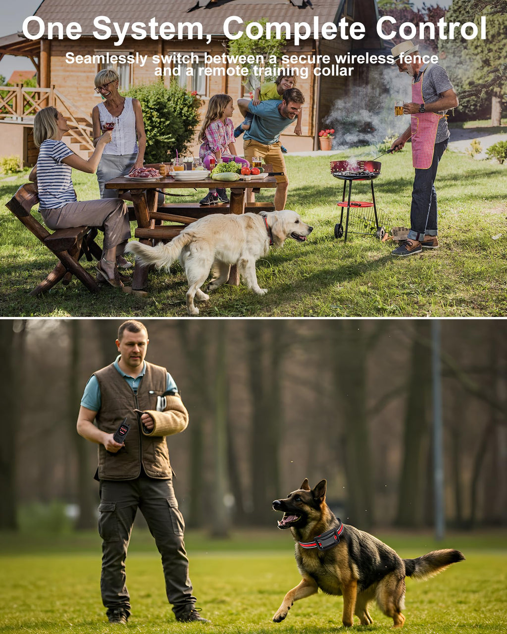 Wireless Dog Fence System 2-in-1 Pet Containment Training Collar IPX6 Waterproof Rechargeable Black Red D627