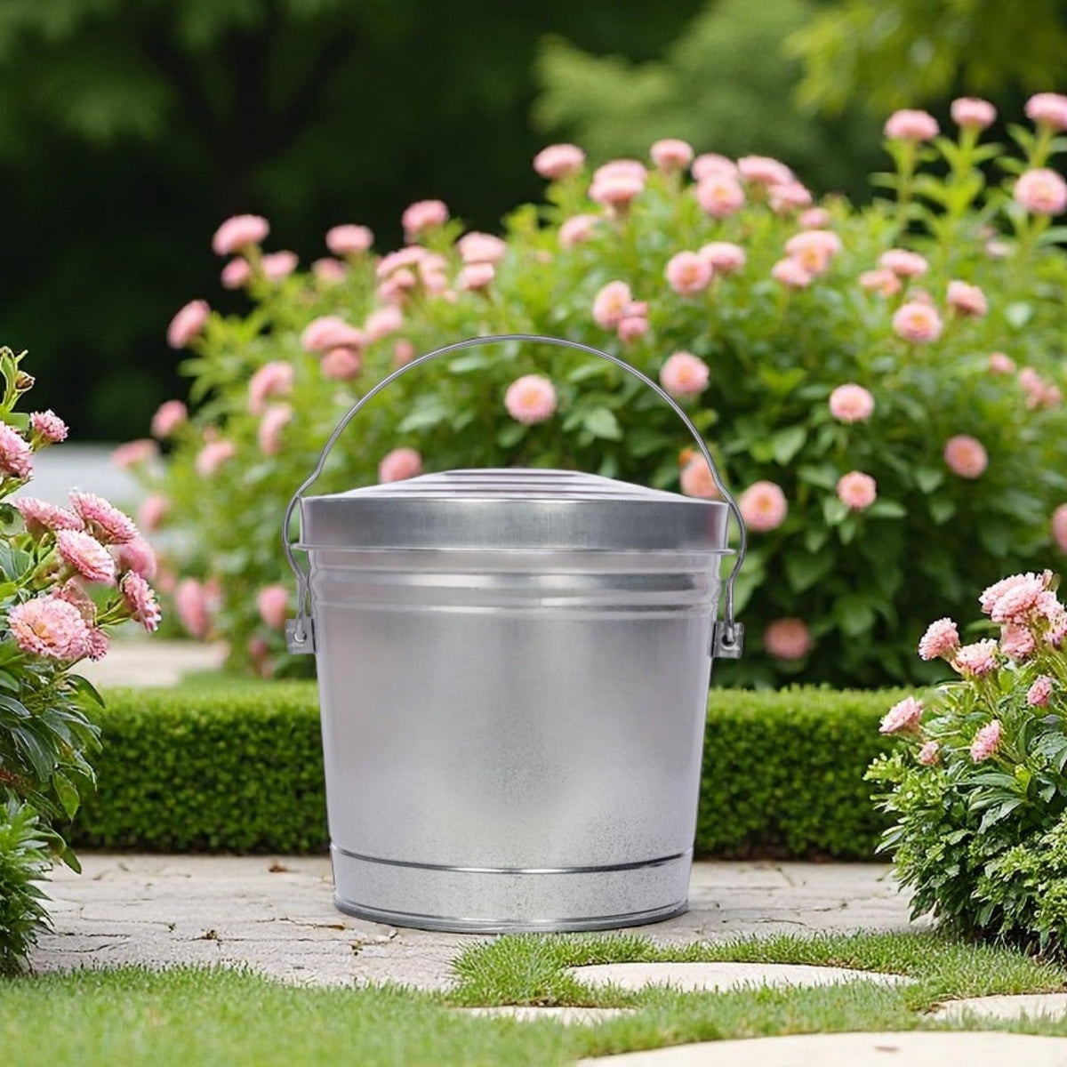 6-Gallon Galvanized Steel Storage Can with Locking Lid J9147