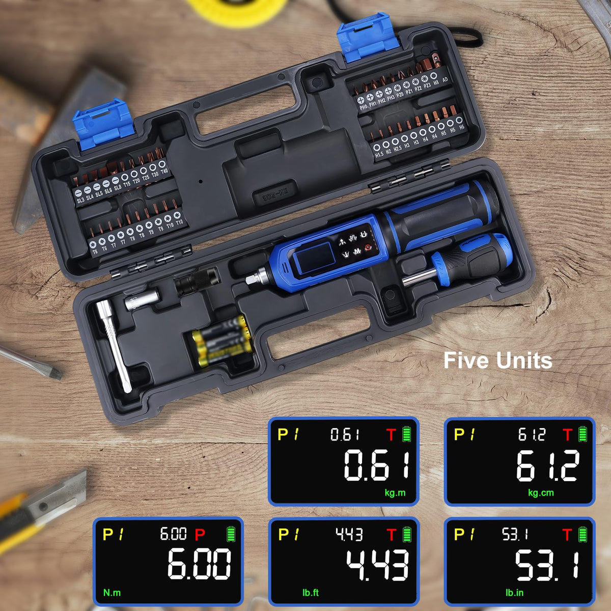 46 Pcs Digital Torque Screwdriver Set 1/4" Adjustable P3159