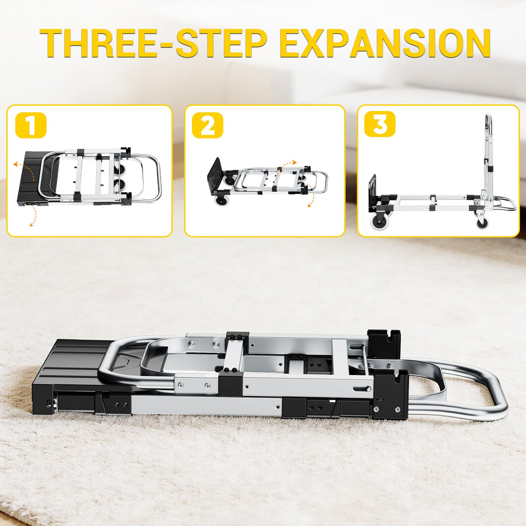 3 in 1 Folding Hand Truck 600lbs Capacity Heavy Duty D7385
