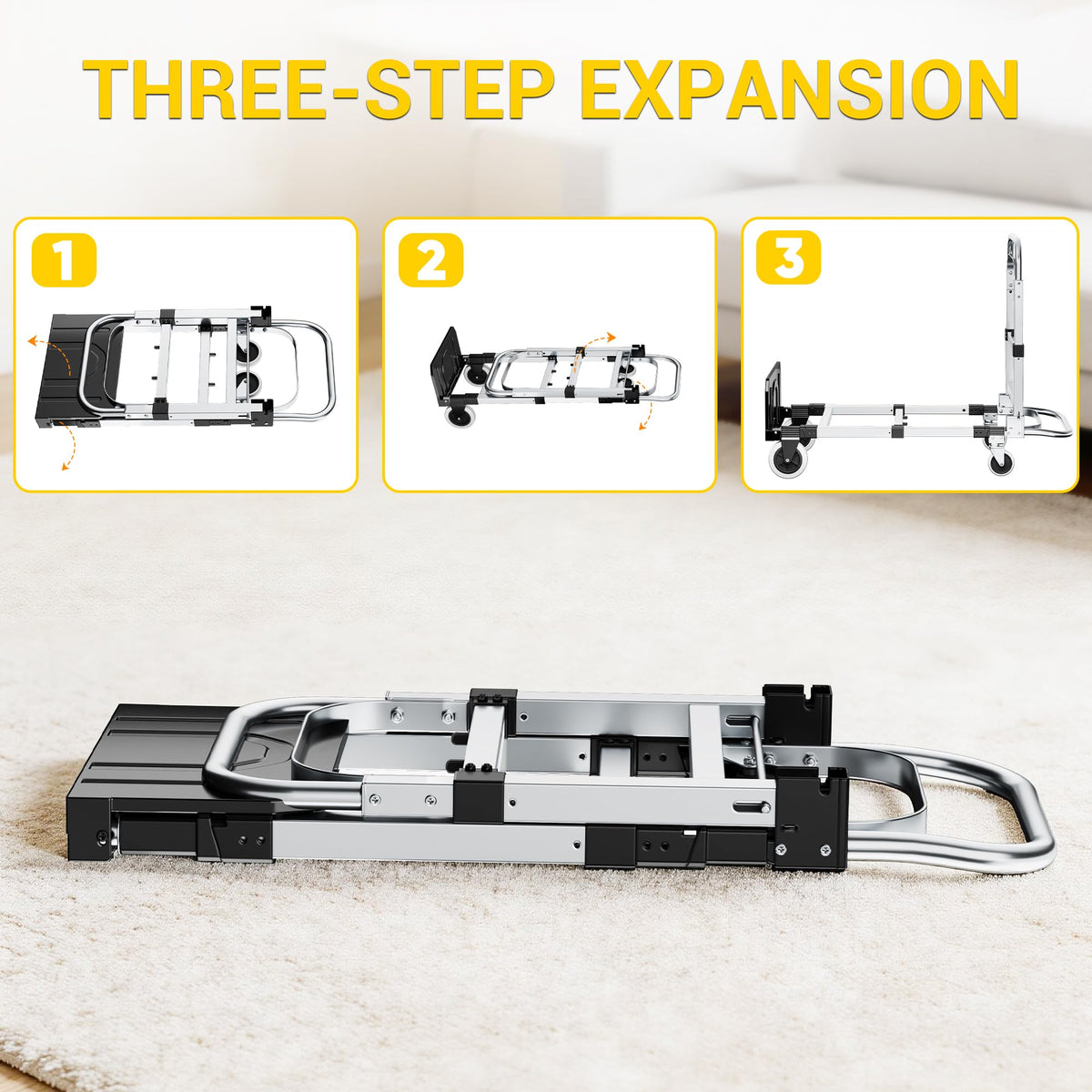 3 in 1 Folding Hand Truck 600lbs Capacity Heavy Duty D7385