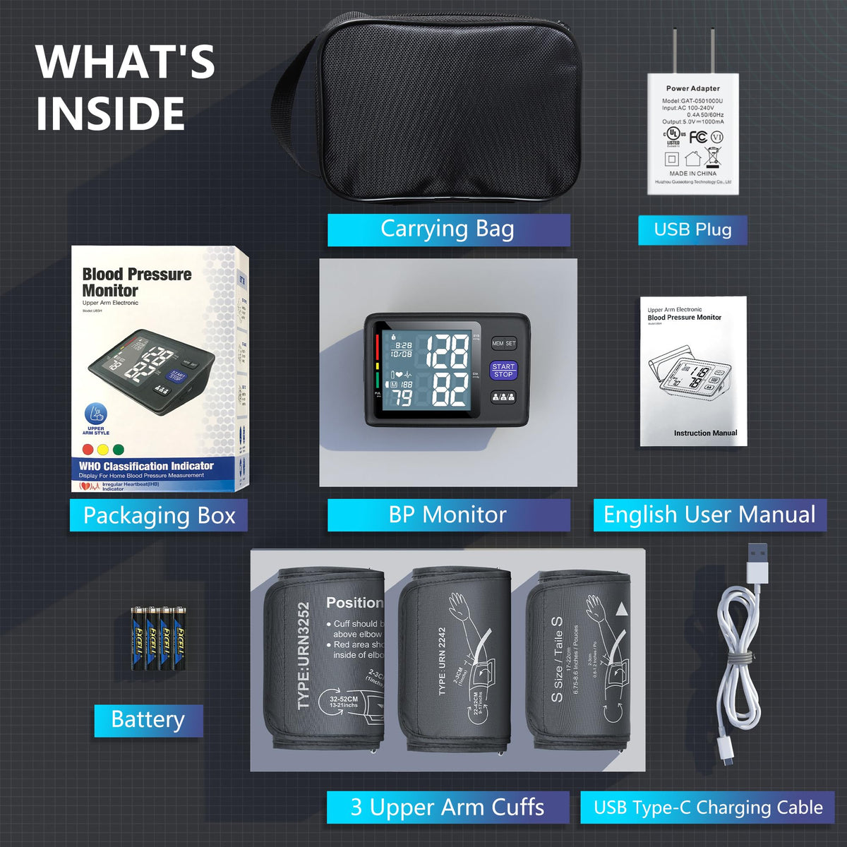 Automatic Upper Arm Blood Pressure Monitor, 3 Cuffs F9810