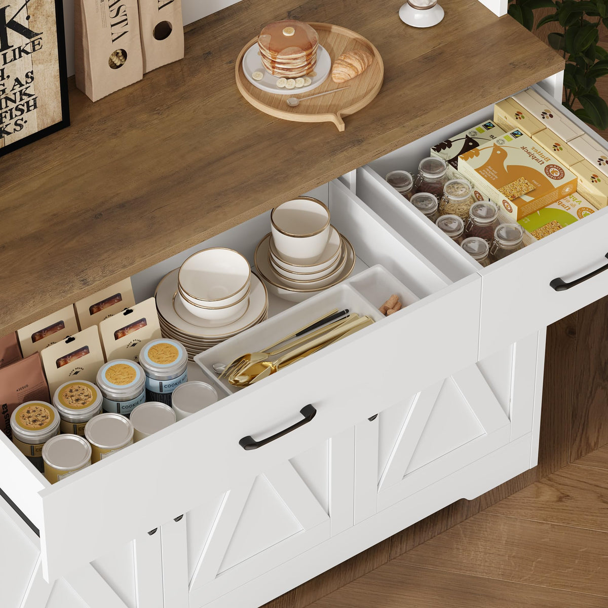 White Kitchen Pantry Storage Cabinet D7319