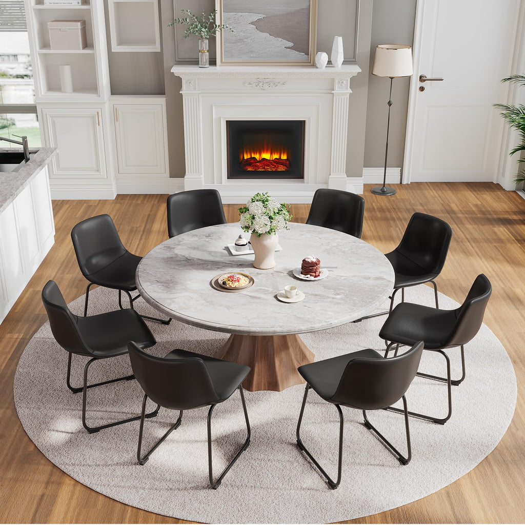 Black PU Leather Dining Chairs Set of 2 L638