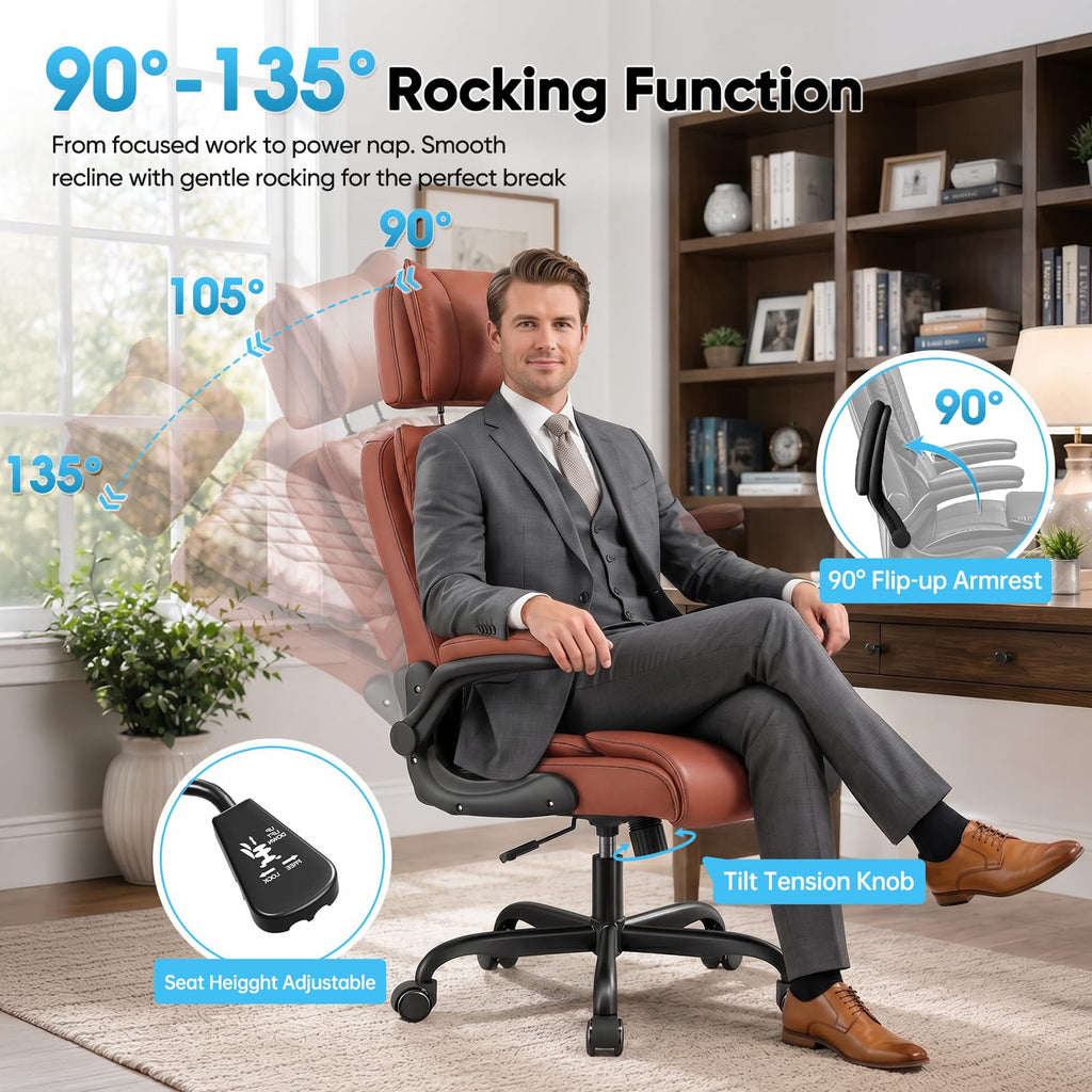 Big and Tall Office Chair with Adjustable Headrest R389