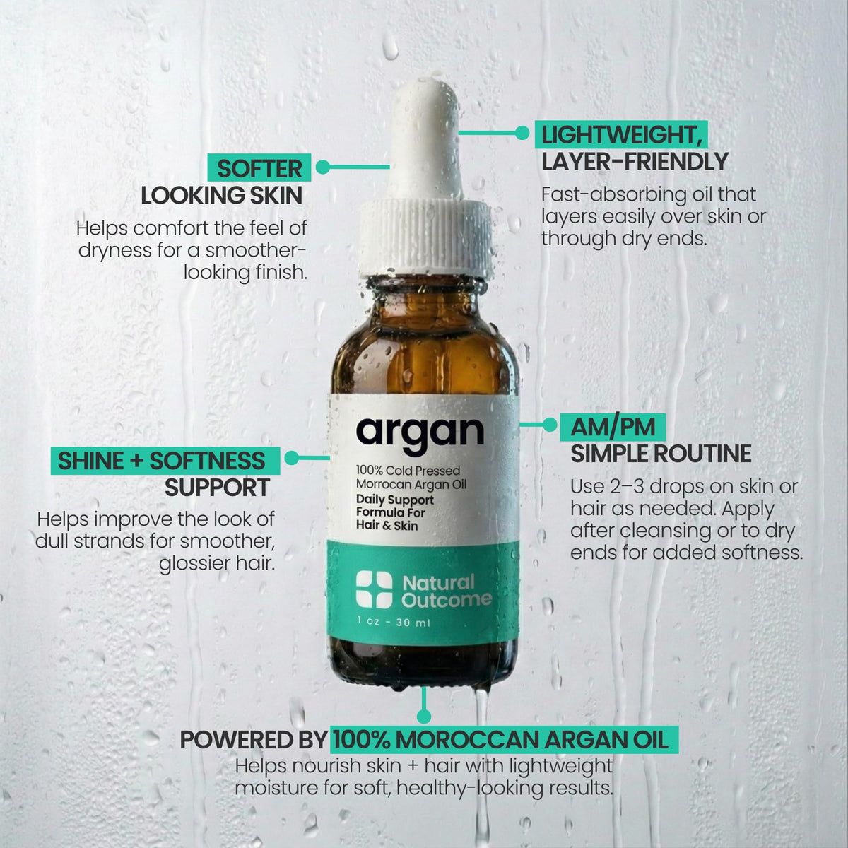Argan Oil 100% Pure Moroccan Cold-Pressed Face, Body and Hair Oil 1 oz Z75870