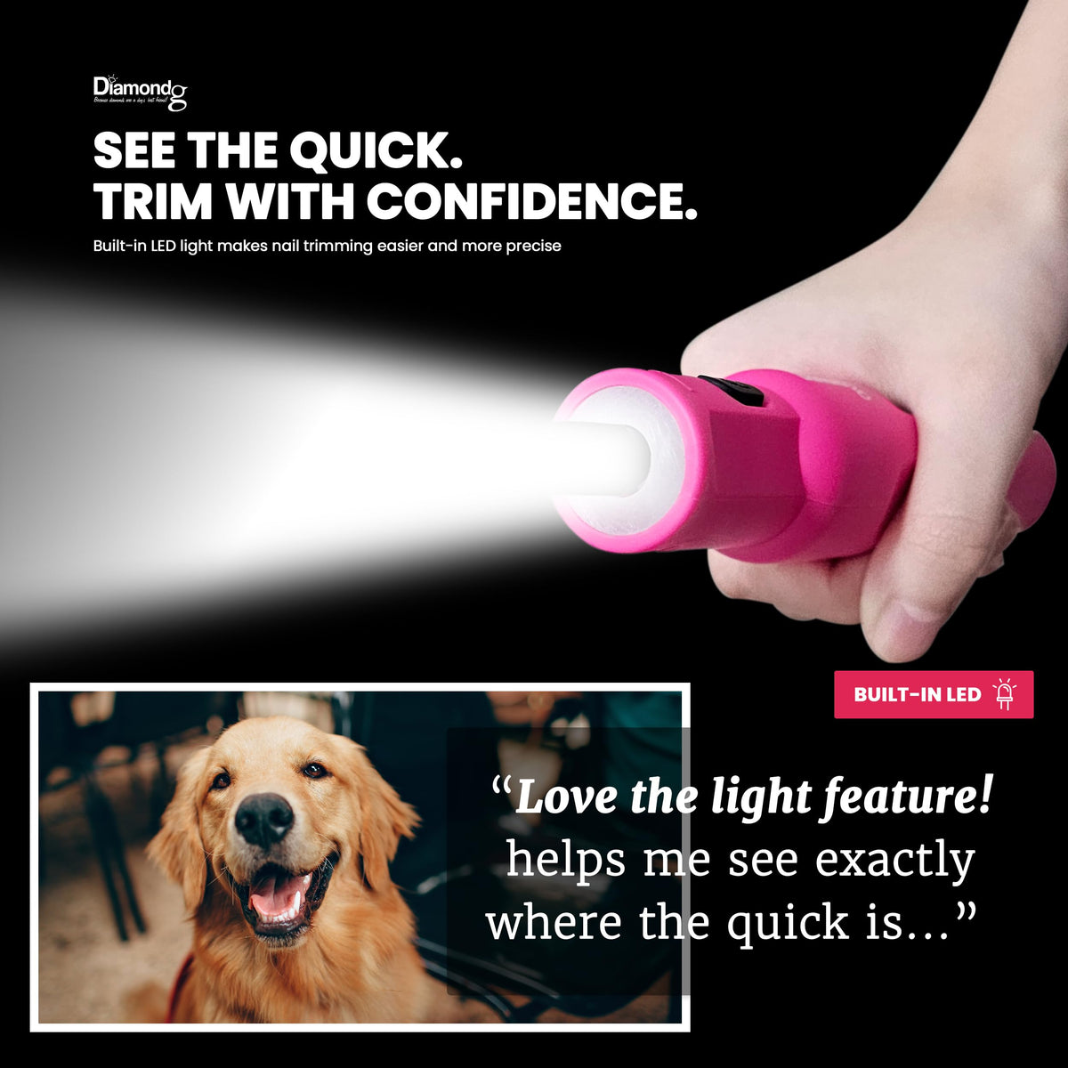 Pink Dog Nail Grinder with LED Light C833180