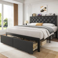 Queen Bed Frame with Upholstered Headboard and 2 Storage Drawers H706