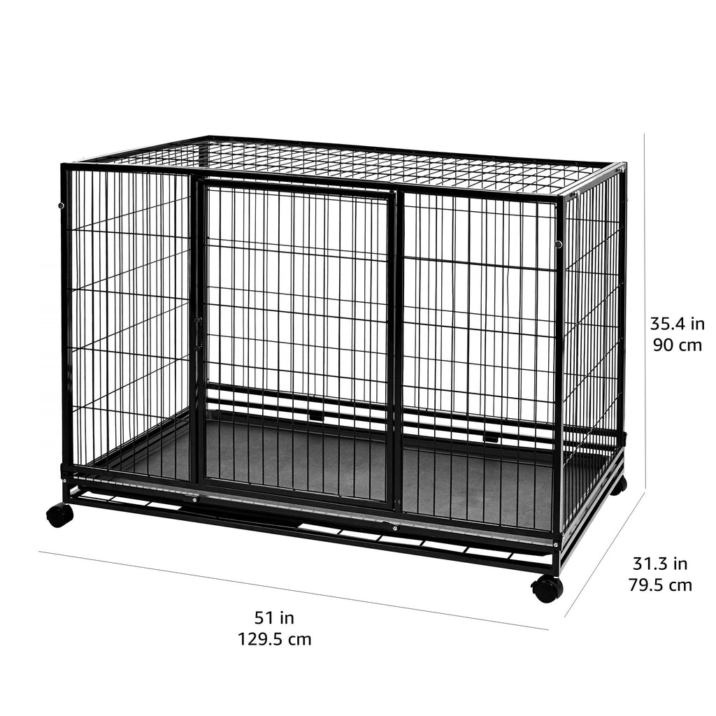 Portable Heavy Duty Stackable Dog Kennel with Tray, Black O39499