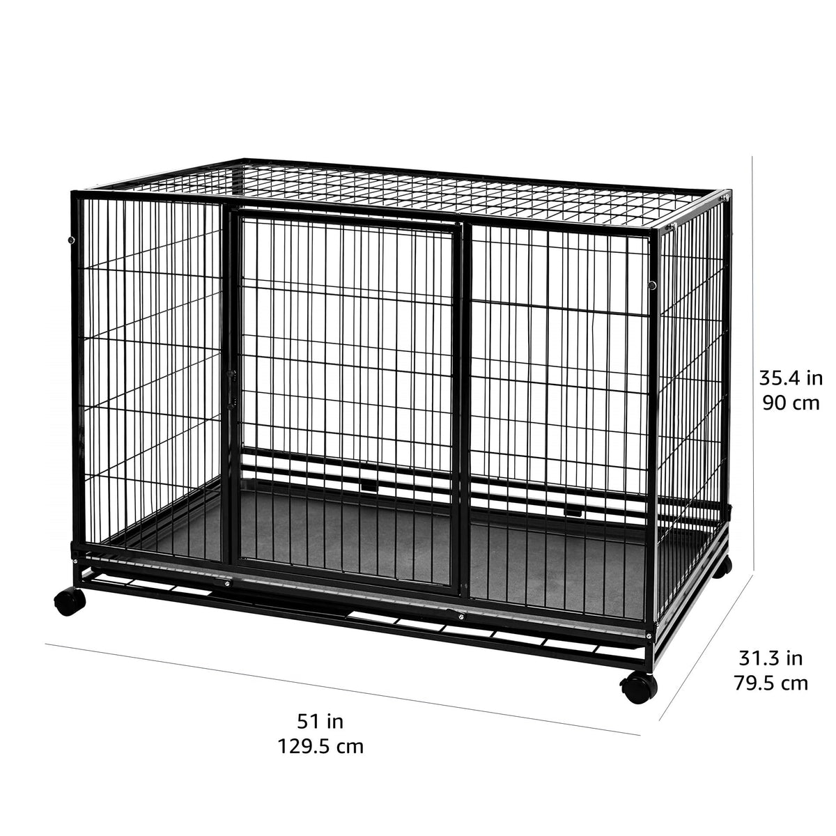 Portable Heavy Duty Stackable Dog Kennel with Tray, Black O39499