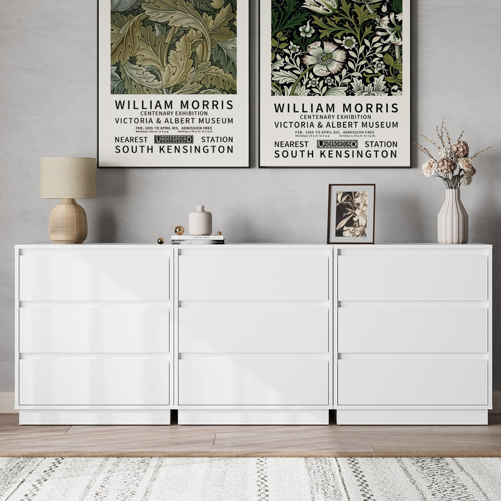 White 3 Drawer Nightstand S44069