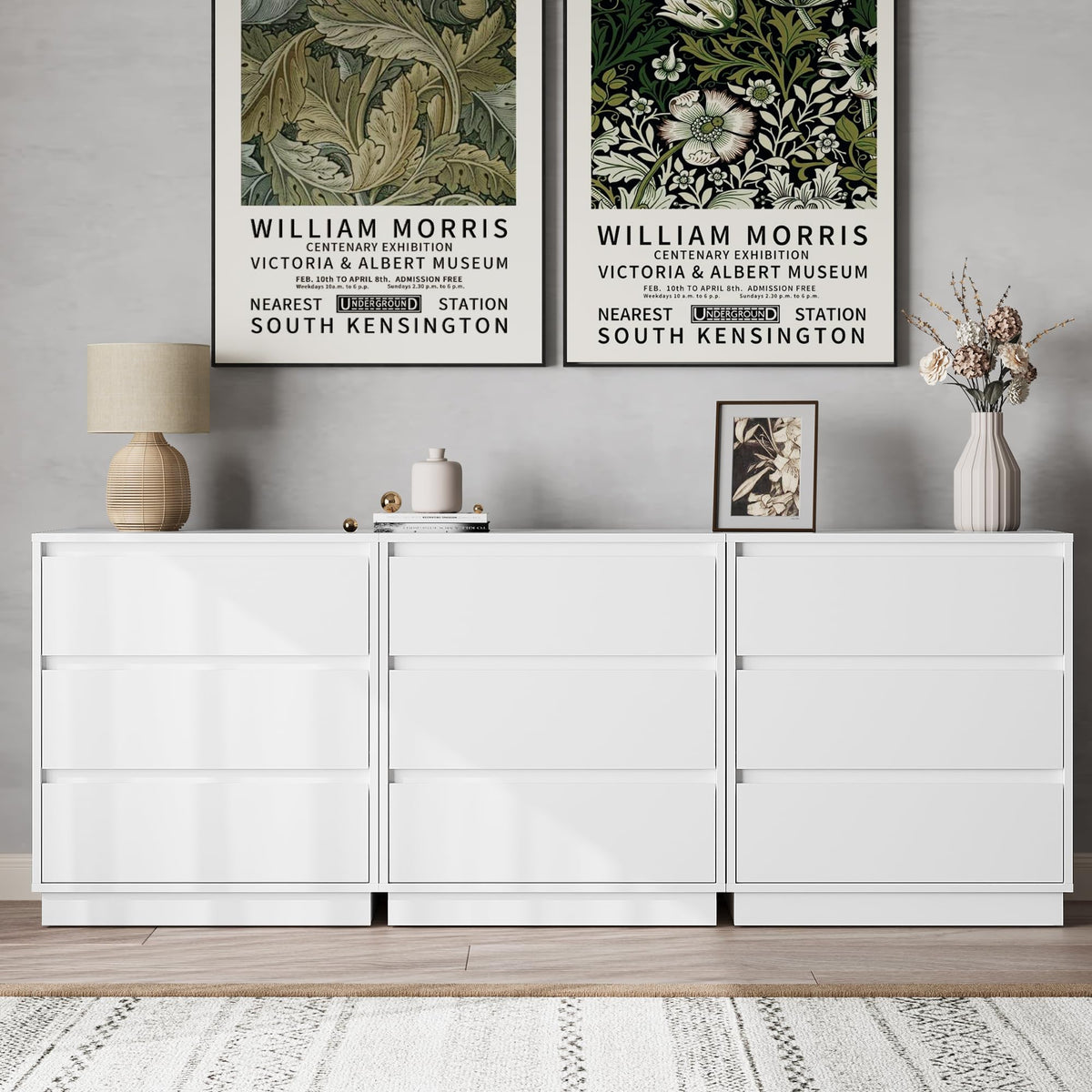 White 3 Drawer Nightstand S44069